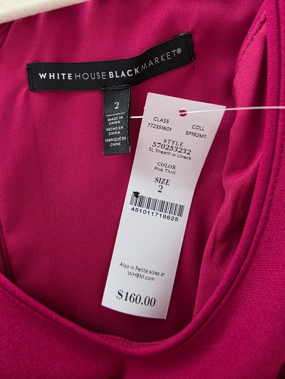 WHBM Dark Pink Sleeveless Stretch Career Church Dress Size 2 NWT - Picture 10 of 11